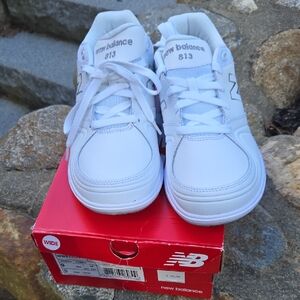 New Balance Kids' White and Gray Sneakers